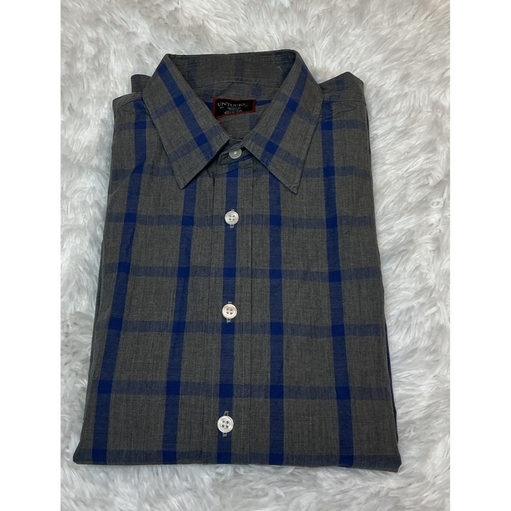 Untuckit Men's Med Slim Fit Button Down Long Sleeve 100% Cotton Shirt